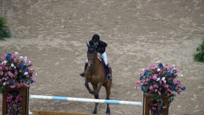 Malin Baryard Johansson hoppar över ett hinder under en tävling.