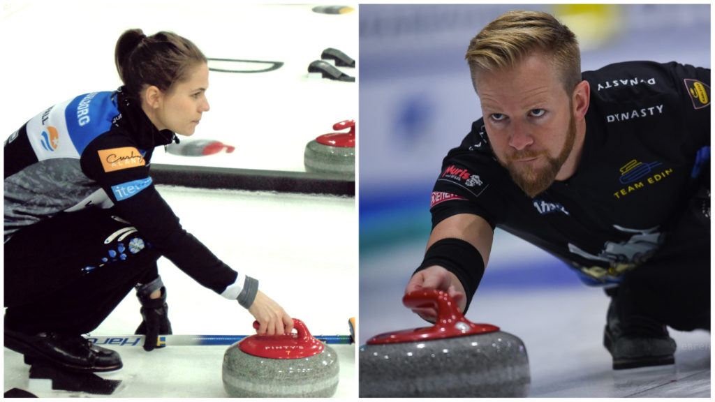 Anna Hasselborg och Niklas Edin spelar curling.