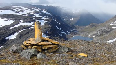 Gränsmarkering vid riksgränsen mellan Sverige och Norge.
